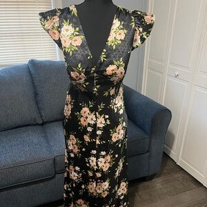 Floral Silk Maxi Dress XS